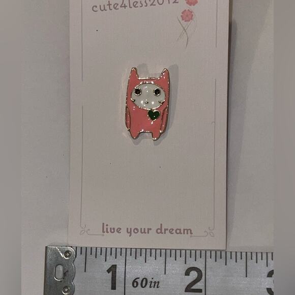 Pink Cat or Bunny Pin Brooch - Picture 1 of 1